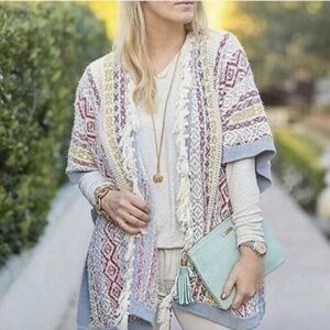 Cabi Siesta Fringe Boho Poncho 5001 Women's M/L Medium Large